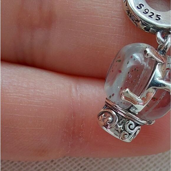 925 Silver Snow Globe Dangle Charm - Picture 4 of 8